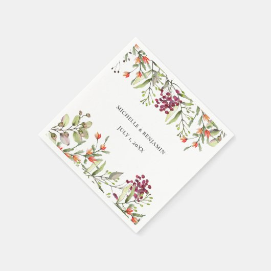 Serviette En Papier Mariage de prairie fleur sauvage (Coin)