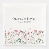 Serviette En Papier Mariage de prairie rose (Devant)