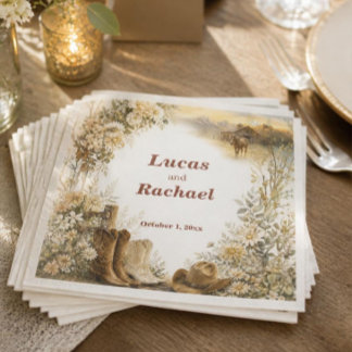 Serviette En Papier Mariage de Ranch Occidental de Luxe