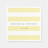Serviette En Papier Mariage de rayures jaune chic (Devant)