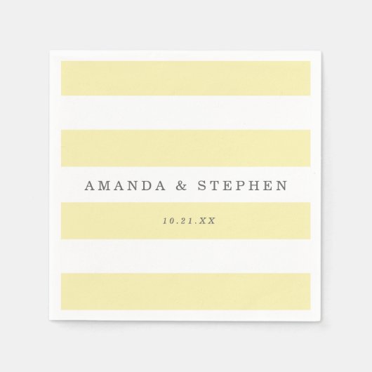 Serviette En Papier Mariage de rayures jaune chic (Devant)