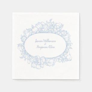 Serviette En Papier Mariage de réception élégant bleu floral Open Hous