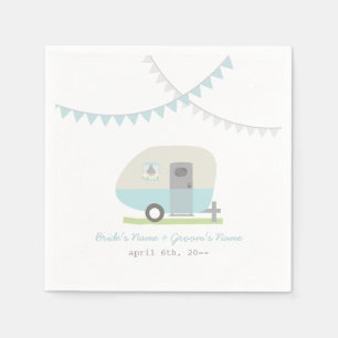 Serviette En Papier Mariage de remorque Blue Retro