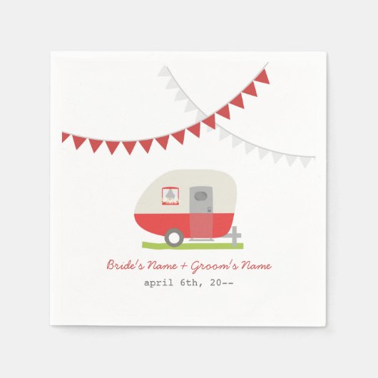 Serviette En Papier Mariage de remorque Red Retro (Devant)