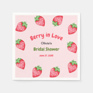 Serviette En Papier Mariage de rêve Fraise Rose & Rouge Baies en Amour