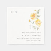 Serviette En Papier Mariage   de Rose à aquarelle jaune vert (Devant)