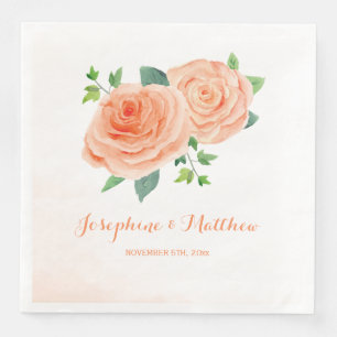 Serviette En Papier Mariage de Rose Peach