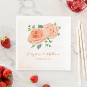 Serviette En Papier Mariage de Rose Peach (En situation)