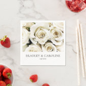 Serviette En Papier Mariage de Roses blanches (En situation)