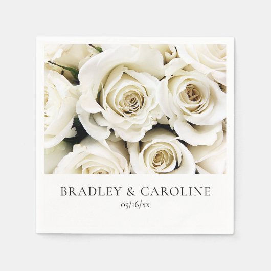Serviette En Papier Mariage de Roses blanches (Devant)