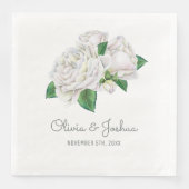Serviette En Papier Mariage de Roses blanches (Devant)