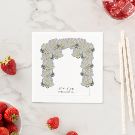 Serviette En Papier Mariage de Roses blanches (En situation)