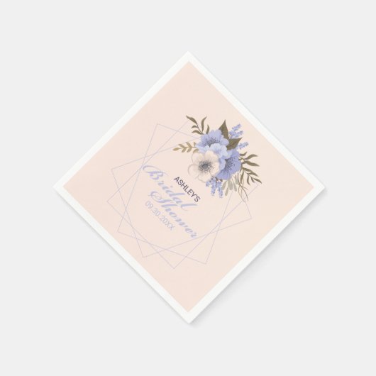 Serviette En Papier Mariage de roses géométriques pastel violet pêche  (Coin)
