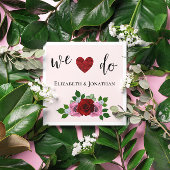 Serviette En Papier Mariage de roses rouges et roses