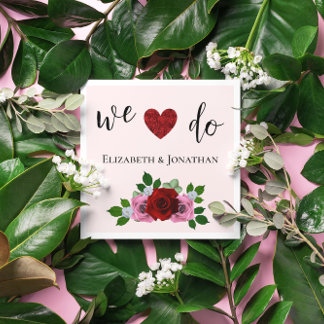 Serviette En Papier Mariage de roses rouges et roses