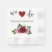 Serviette En Papier Mariage de roses rouges et roses (Devant)