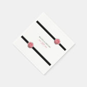 Serviette En Papier Mariage de ruban noir rose (Coin)