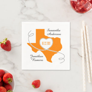 Serviette En Papier Mariage de ruban Orange Texas Curling Date