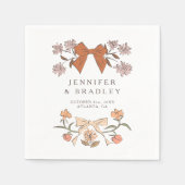 Serviette En Papier Mariage de rubans et fleurs en terre cuite Boho (Devant)