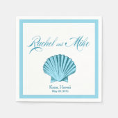 Serviette En Papier Mariage de Scallop Seashell Beach | bleu menthe (Devant)