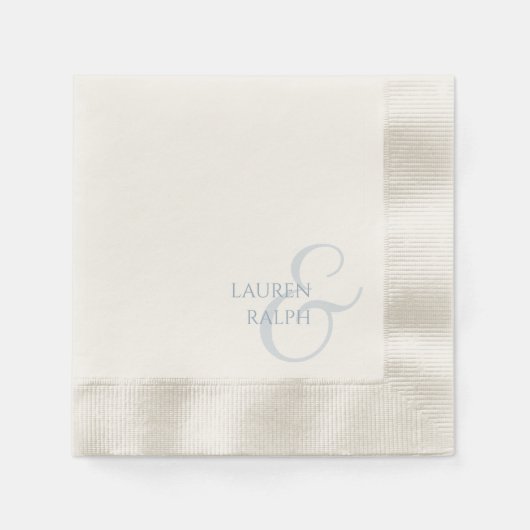Serviette En Papier Mariage de script bleu foncé chic et élégant (Devant)