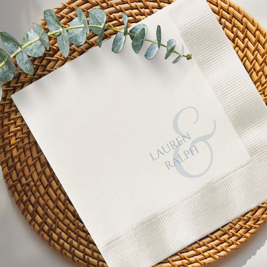 Serviette En Papier Mariage de script bleu foncé chic et élégant