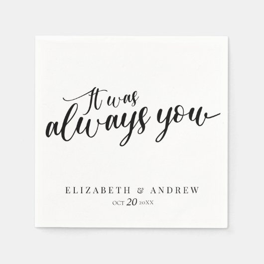 Serviette En Papier Mariage de script classique moderne (Devant)