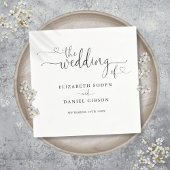 Serviette En Papier Mariage De Script Coeur Noir Et Blanc