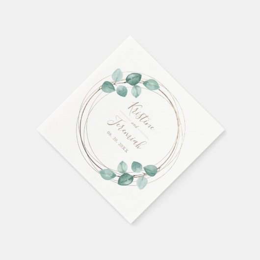 Serviette En Papier Mariage de script de café Eucalyptus moderne (Coin)