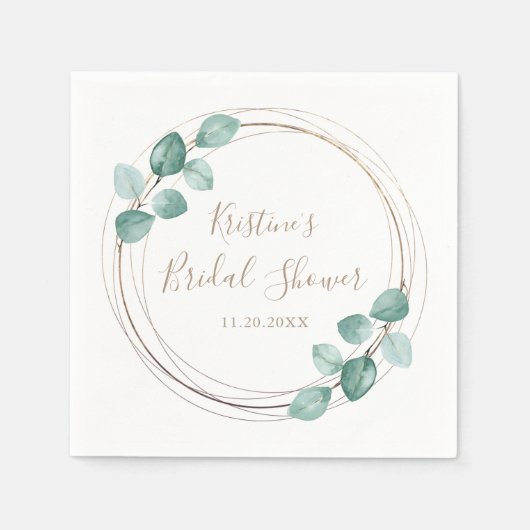 Serviette En Papier Mariage de script de café Eucalyptus moderne (Devant)