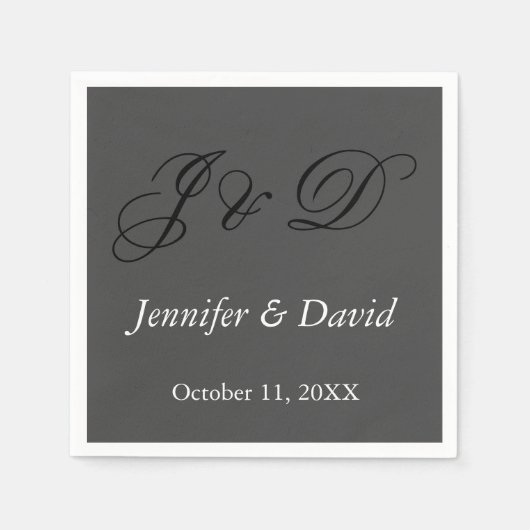 Serviette En Papier Mariage de script de calligraphie attrayant (Devant)