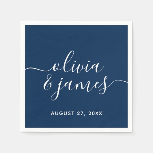 Serviette En Papier Mariage de script de calligraphie couleur modifiab (Devant)