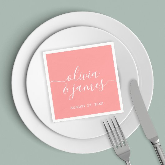 Serviette En Papier Mariage de script de calligraphie couleur modifiab