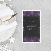 Serviette En Papier Mariage de script de parties scintillant violet no