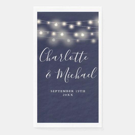 Serviette En Papier Mariage de script de signature bleu marine (Devant)