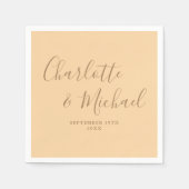 Serviette En Papier Mariage de script de signature élégant Champagne (Devant)
