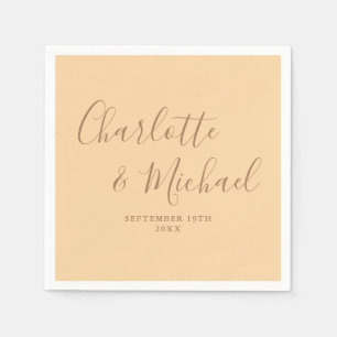 Serviette En Papier Mariage de script de signature élégant Champagne