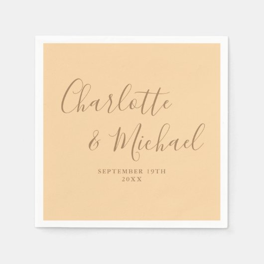 Serviette En Papier Mariage de script de signature élégant Champagne (Devant)