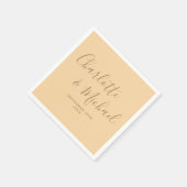 Serviette En Papier Mariage de script de signature élégant Champagne (Coin)