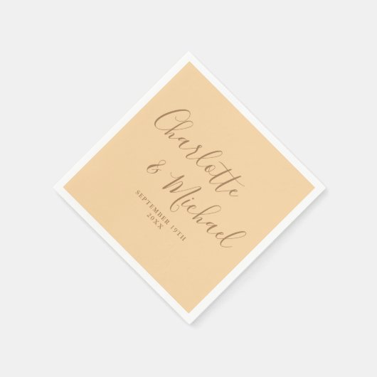 Serviette En Papier Mariage de script de signature élégant Champagne (Coin)