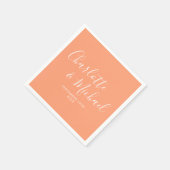 Serviette En Papier Mariage de script de signature élégant Peach (Coin)
