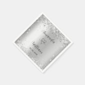 Serviette En Papier Mariage de script élégant en argent (Coin)