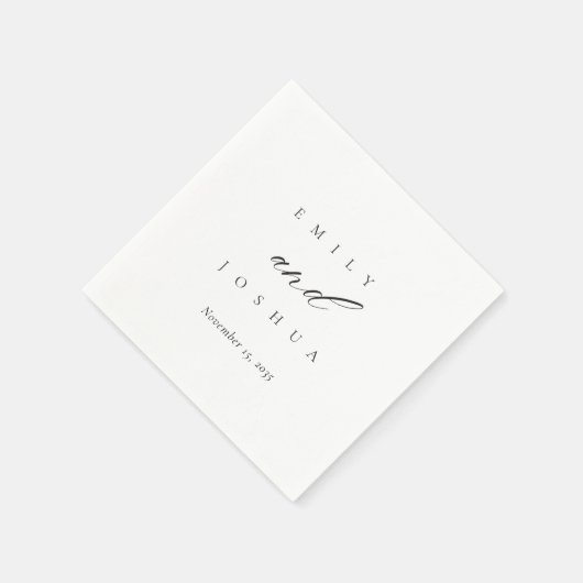 Serviette En Papier Mariage de script élégant et moderne (Coin)