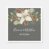 Serviette En Papier Mariage de script élégant gris hiver (Devant)