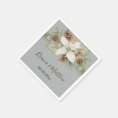 Serviette En Papier Mariage de script élégant gris hiver (Coin)