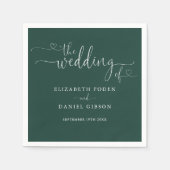Serviette En Papier Mariage de script Emerald Green Heart (Devant)