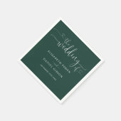 Serviette En Papier Mariage de script Emerald Green Heart (Coin)