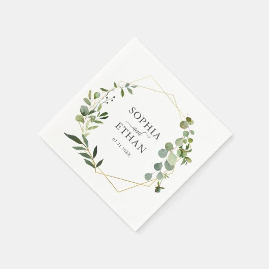 Serviette En Papier Mariage de script Eucalyptus Botanique (Coin)