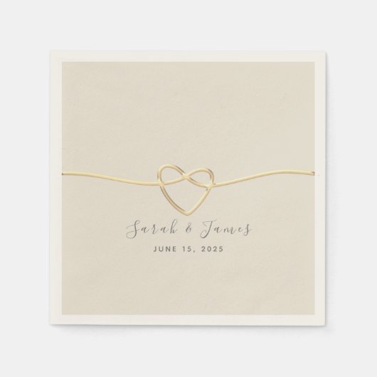 Serviette En Papier Mariage de script Gold (Devant)