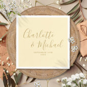 Serviette En Papier Mariage De Script Jaune Et Or Beurre